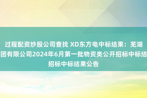 过程配资炒股公司查找 XD东方电中标结果：芜湖明远集团有限公司2024年6月第一批物资类公开招标中标结果公告