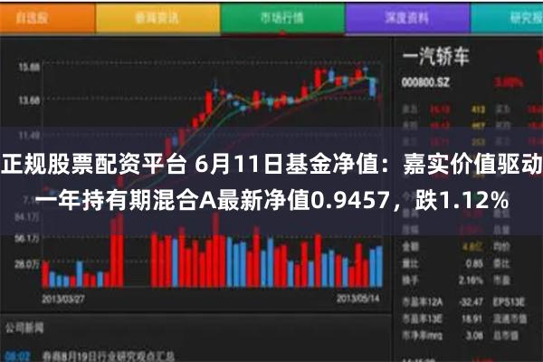 正规股票配资平台 6月11日基金净值：嘉实价值驱动一年持有期混合A最新净值0.9457，跌1.12%